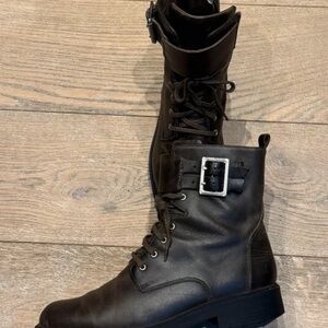 Clarks Dark Brown Leather Heeled Boots